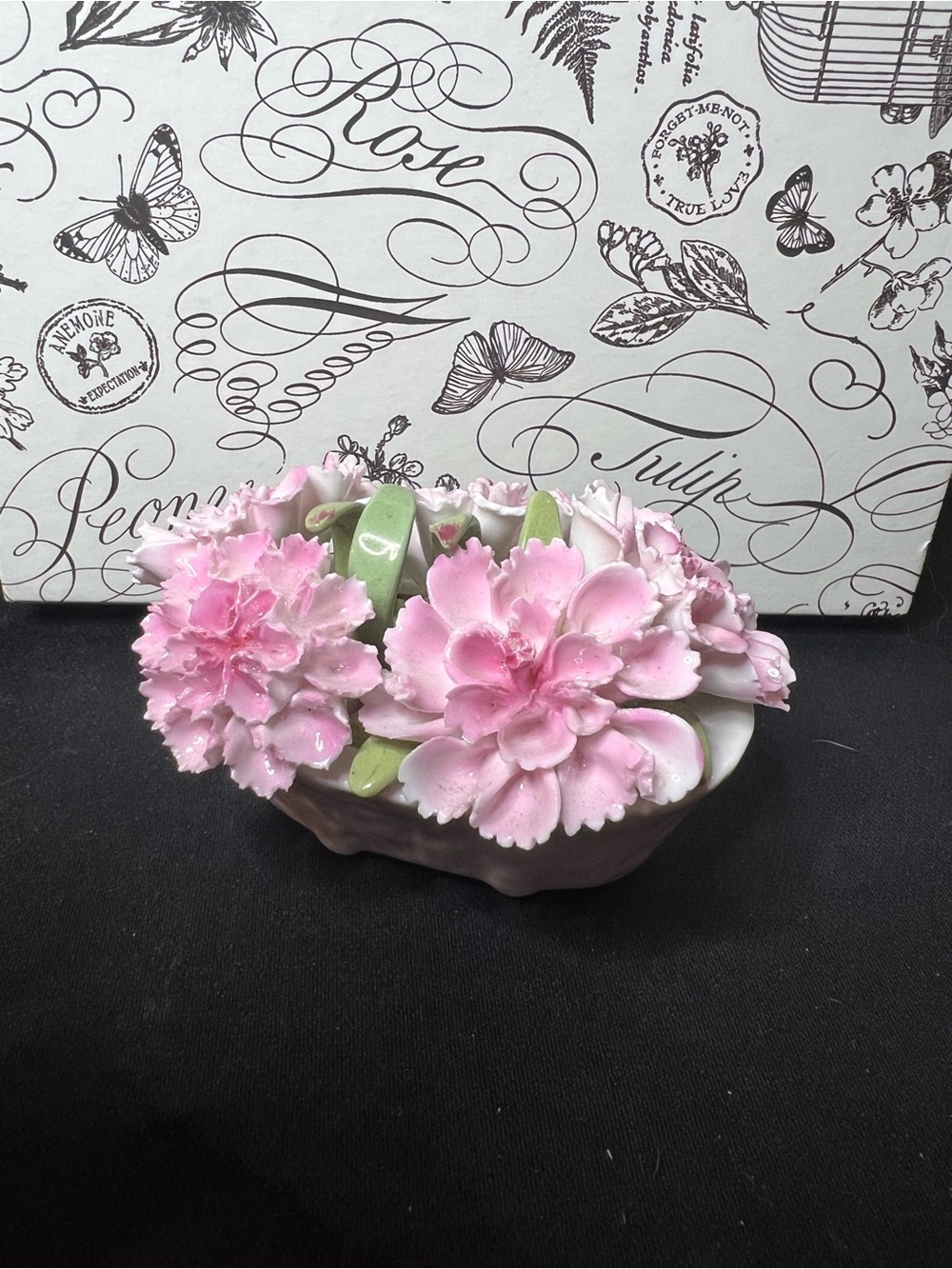 Vintage Aynsley Fine Bone China August Carnation Floral Bouquet- Flower Baskets